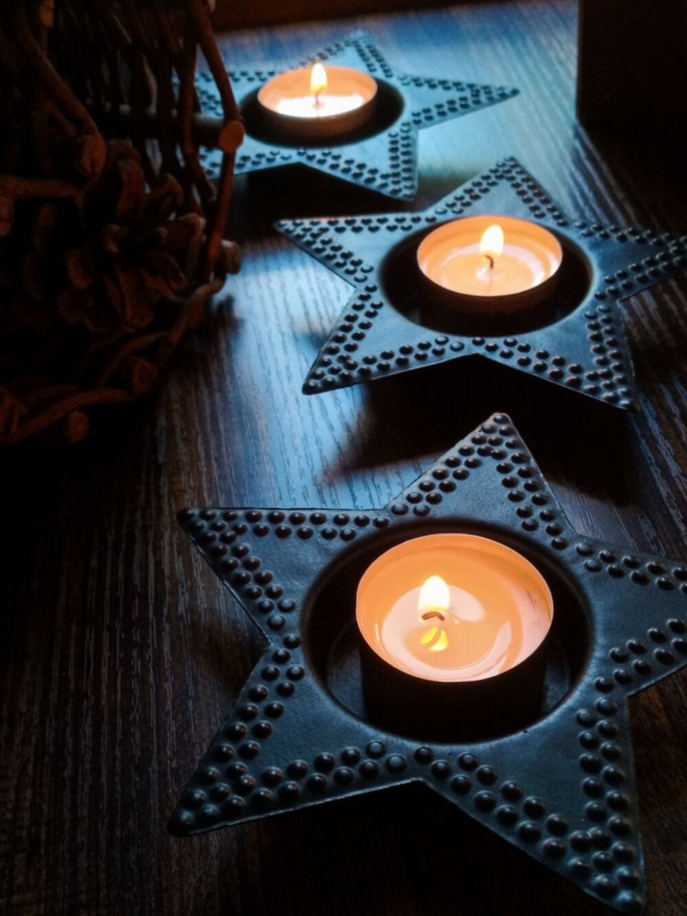 4 Antique Black Metal Star Tealight Holders Home Decor-Excellent Condition! - Picture 11 of 11